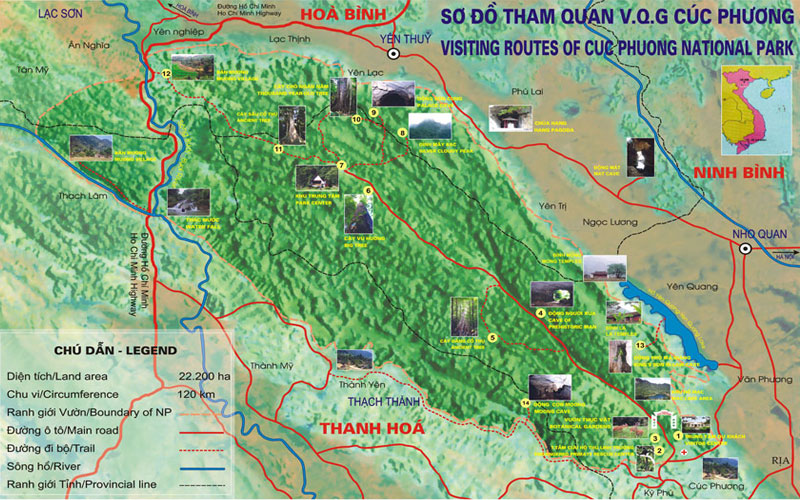 Sơ đồ thăm quan VQG Cúc Phương