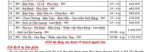 Bảng báo giá tour lễ hội mới nhất (2)
