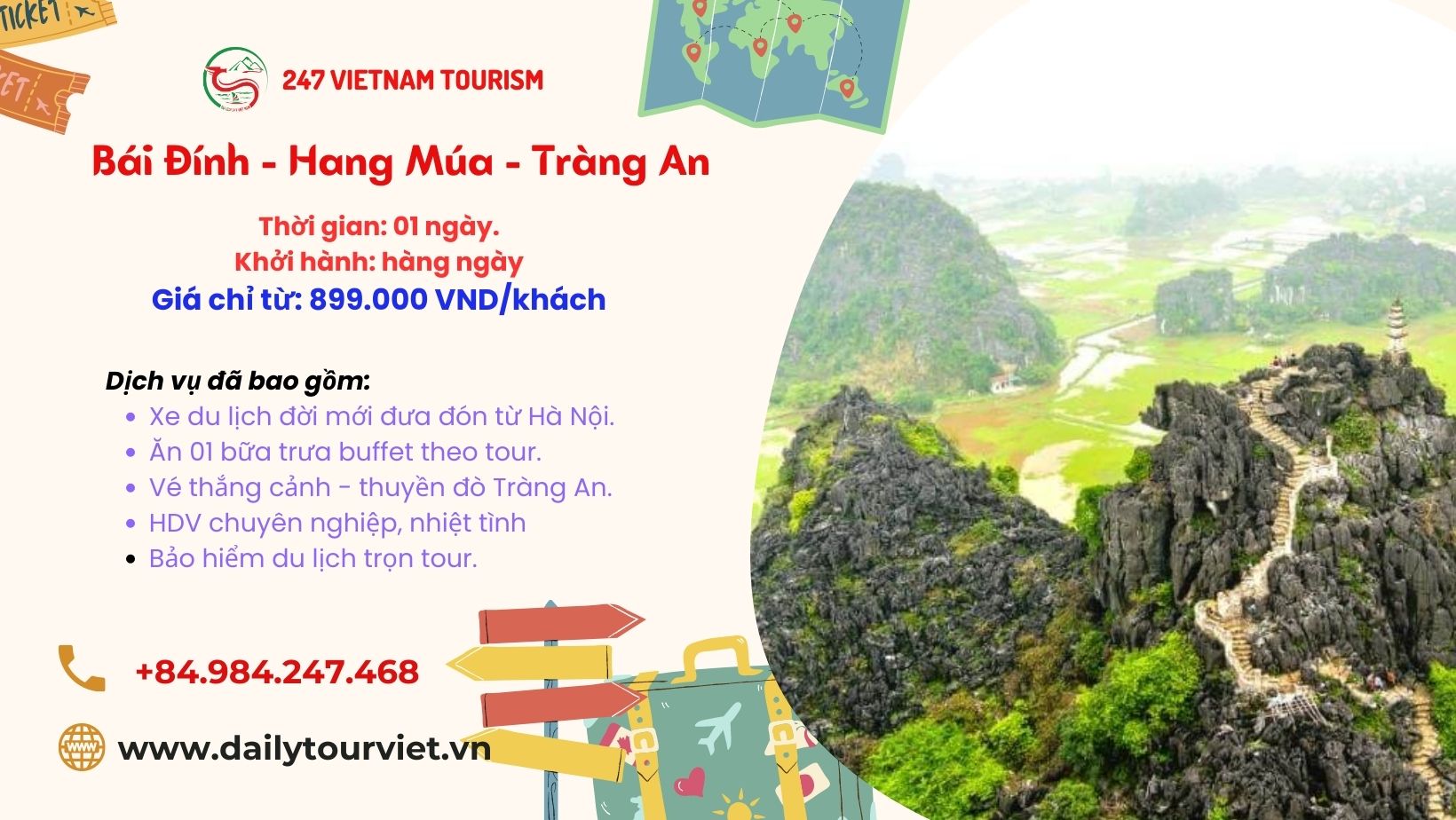 Tour Bái Đính - Tràng An - Hang Múa