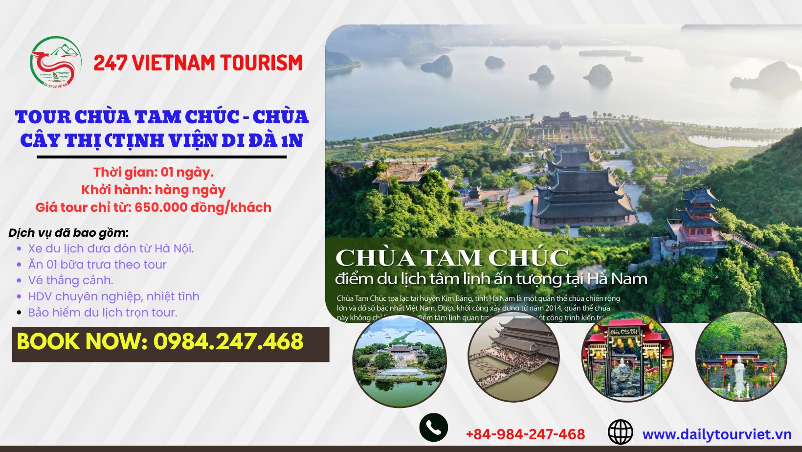 Tour Tam Chúc - Chùa Cây Thị 1 ngày
